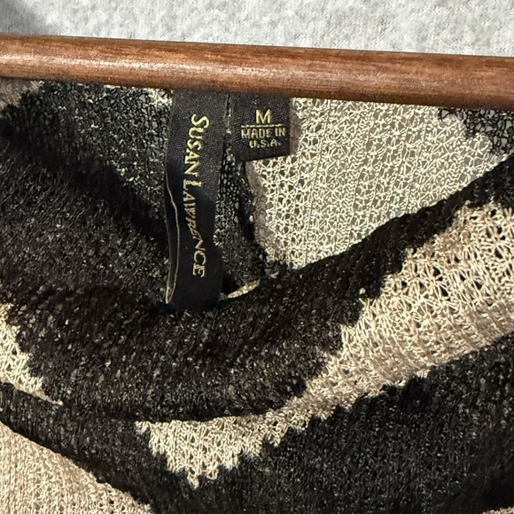 Susan Lawrence Boho Chevron Knit Cowl Neck Top Womens Medium Made USA - Picture 3 of 7